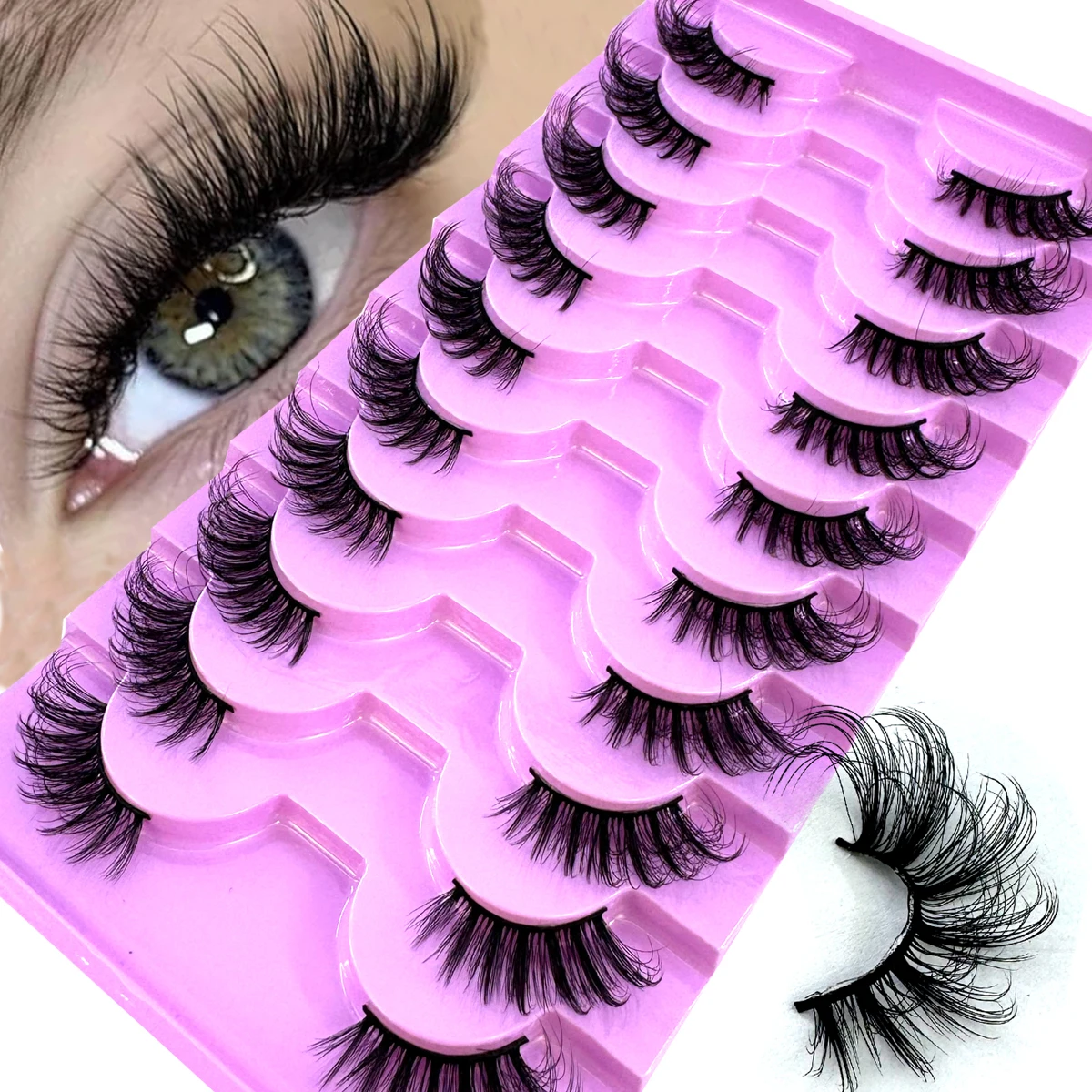 Eyelash Extension Cat Eye - Новые накладные ресницы AMSDCN, 10 пар,