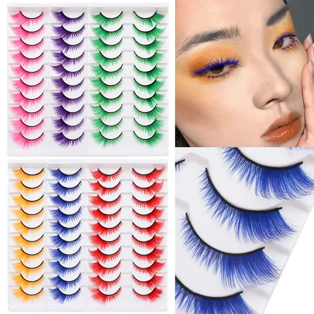 Eyelash Extension Cat Eye - 10 пар драматических цветных ресниц, красочные